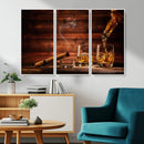 Whiskey and Cigar Wall Art Canvas | 3 Panel Bar Room Decor by MyGreatCanvas | Canvas Wall Art Prints | Photo Prints & Wall Decor
