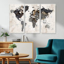 Abstract Map Printing - Modern World Map Canvas Wall Art for