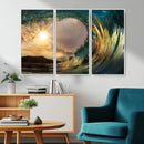Golden Wave Sunset Canvas Print – Large Coastal Wall Art for