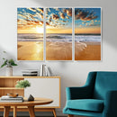 Golden Sunset Beach Print Canvas Wall Art, Giclee Canvas