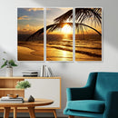 Golden Tropical Beach Sunset Canvas Triptych, Coastal Palm by MyGreatCanvas | Canvas Wall Art Prints | Photo Prints & Wall Decor