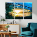 Ocean Wave at Sunset Canvas Art, Large Wall Print of Vibrant