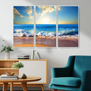 Tropical Beach Sunset Canvas Art, Ocean Waves and Sandy