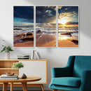 Golden Hour Beach Sunset Canvas Triptych, Ocean Waves and by MyGreatCanvas | Canvas Wall Art Prints | Photo Prints & Wall Decor
