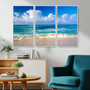 Tropical Beach 3-Panel Canvas Wall Art – Serene Ocean Waves
