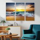 Golden Sunset Ocean Waves Wall Art Canvas Print – Multi