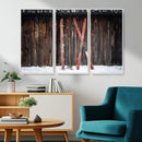 Vintage Ski Gear Canvas Print, Vintage Ski Gear Against