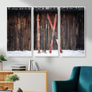 Vintage Ski Gear Canvas Print, Vintage Ski Gear Against