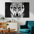 Black and White Wild Wolf Wall Art Canvas Print