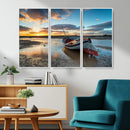 Small Boat At The Beach Sunset Wall Art, Boat Sunset Wall