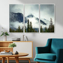 Mountain Mist Canvas Wall Art Print | 3-Panel Foggy Forest