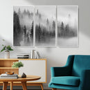 Foggy Misty Forest Canvas Wall Art – Black and White