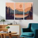 Modern Boho Sunset Canvas Print, Mountain Landscape Triptych