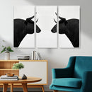 Spanish Bull Art - Framed Black and White Bull Canvas Print
