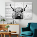 Scottish Highland Cow Cattle Art Print on Wood Background by MyGreatCanvas | Canvas Wall Art Prints | Photo Prints & Wall Decor