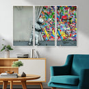 Banksy Colorful Street Graffiti Canvas Wall Art Print, by MyGreatCanvas | Canvas Wall Art Prints | Photo Prints & Wall Decor