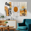 Modern Boho Sun and Leaf Abstract Art – 3-Panel Giclée