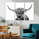 Grayscale Scottish Highland Cow Cattle Art Print Farmhouse by MyGreatCanvas | Canvas Wall Art Prints | Photo Prints & Wall Decor