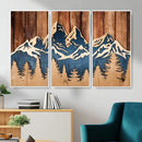 Rustic Wood Style Mountain Wall Art, Nature Forest Canvas