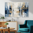 Modern Abstract Canvas Wall Art in Blue and Gold Tones |