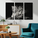 Lion Couple Wall Art Canvas Print – Elegant Black and White