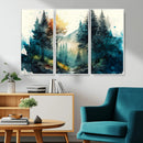 Watercolor Trees Forest Abstract Wall Art Canvas Print,