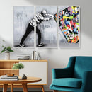 Banksy Art Behind the Curtain Street Wall Art Canvas Print |