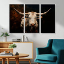Texas Longhorn Wall Art | 3-Panel Large Texas Longhorn