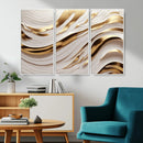 Gold and White Abstract Wave Canvas – Elegant Flowing Design