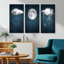3 Piece Indigo Cloud Wall Art, Thunderstorm Moon Cloud by MyGreatCanvas | Canvas Wall Art Prints | Photo Prints & Wall Decor