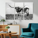 Texas Black White Highland Longhorn Cow Wall Art Canvas by MyGreatCanvas | Canvas Wall Art Prints | Photo Prints & Wall Decor