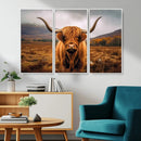 Highland Cow Longhorn Wall Art – Rustic Canvas Print, Framed