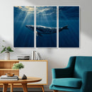 Whale under Ocean Wall Art Canvas Print