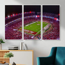 Bryant-Denny Stadium Night Game Triple Canvas Wall Art -