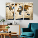 World Map Wall Art – Antique Style Blue and Brown Map Canvas by MyGreatCanvas | Canvas Wall Art Prints | Photo Prints & Wall Decor