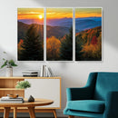 Golden Sunset Over Mountain Forest Canvas Wall Art Print -