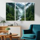 Mountain Forest River Canvas Wall Art Print - Serene Nature