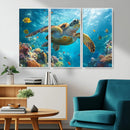 Sea Turtle Underwater Canvas Wall Art Print - Vibrant Ocean