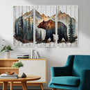 Rustic Grizzly 399 Bear and Mountain Wood Canvas Wall Art -
