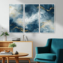 Large Abstract Print - Luxe Blue and Gold Abstract Canvas