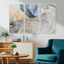 Large Abstract Blue and Gold Canvas Wall Art | Fluid Ink