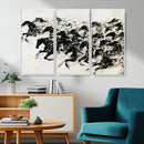 Abstract Horse Wall Art Canvas Print - Dynamic Black Ink