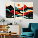 Western Wall Decor - Large Triptych Mountain Canvas - Boho