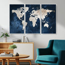 Vintage World Map Canvas Wall Art - Framed Map Print for