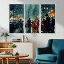 Urban Night Jazz Wall Art Canvas Print – Moody Rain-Soaked