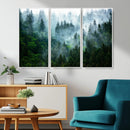 Misty Forest Wall Art Canvas Print – Framed Foggy Mountain