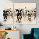 Texas Longhorn Wall Art – Framed Cattle Walking Canvas by MyGreatCanvas | Canvas Wall Art Prints | Photo Prints & Wall Decor