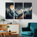 Moonlit Mountain Wall Art Canvas Print – Silhouetted Pines