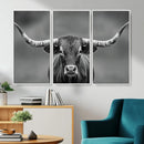 Texas Longhorn Wall Art Canvas Print – Framed Western Bull