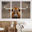 Texas Longhorn Wall Art Canvas Print – Brown Bull Rustic